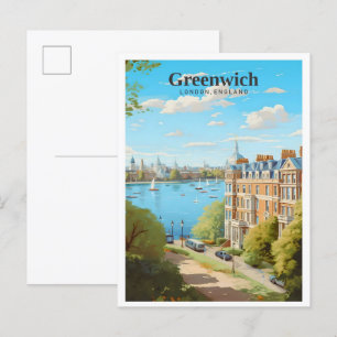 Carte Postale Greenwich London England Vintage voyage d'art