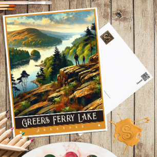 Carte Postale Greers Ferry Lake, Arkansas Peinture Vintage