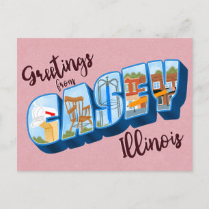 Carte Postale Greetings from Casey, Illinois Vintage Postcard