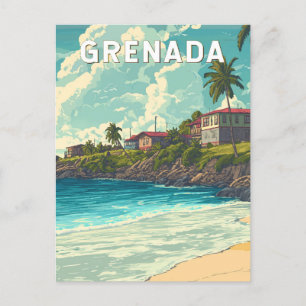 Carte Postale Grenade Illustration Voyage Art Vintage