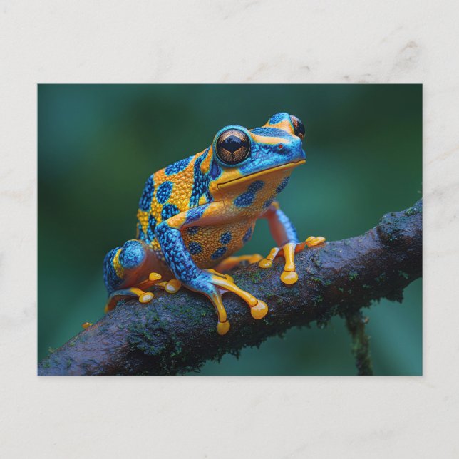 Carte Postale Grenouille à arbre jaune et bleu (Devant)