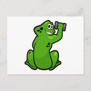 Carte Postale Grenouille à Bodybuilding avec Dumbbell