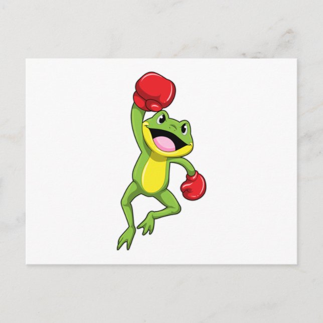 Carte Postale Grenouille à la boxe avec des gants de boxe (Devant)