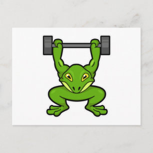 Carte Postale Grenouille à la musculation avec haltère