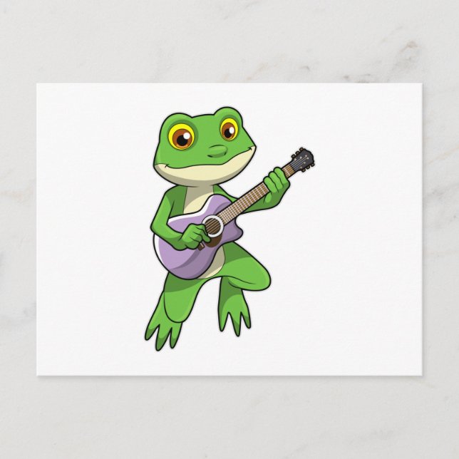 Carte Postale Grenouille à la musique avec guitare (Devant)