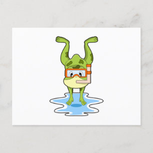 Carte Postale Grenouille à la plongée avec tuba