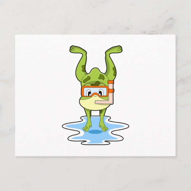 Carte Postale Grenouille à la plongée avec tuba (Devant)