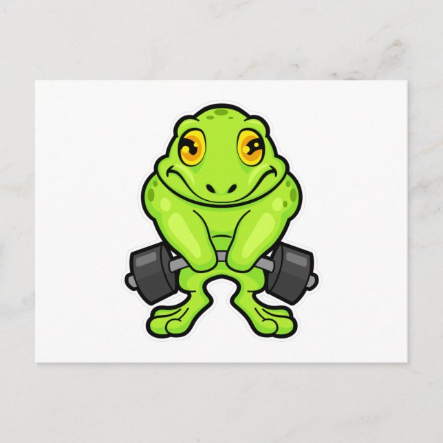 Carte Postale Grenouille à la salle de sport avec haltère (Devant)