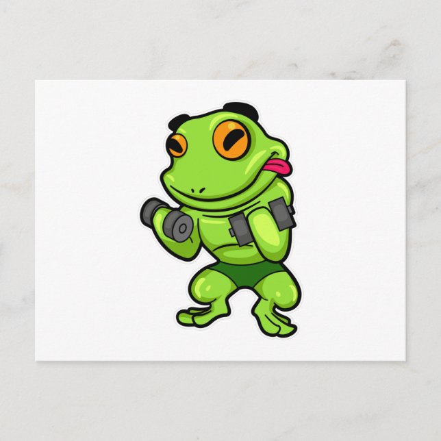 Carte Postale Grenouille à l'entraînement des biceps avec Haltèr (Devant)