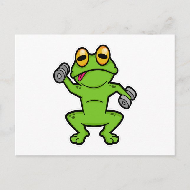 Carte Postale Grenouille à l'épaule s'entraînant avec des haltèr (Devant)