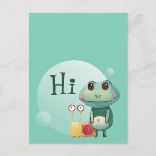 Carte Postale Grenouille Aimable Animaux Drôle Salut Salutation