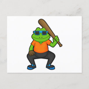 Carte Postale Grenouille au baseball avec une batte de baseball 