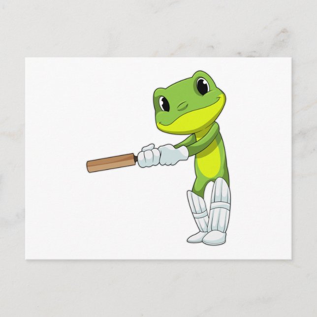 Carte Postale Grenouille au cricket avec batte de cricket (Devant)