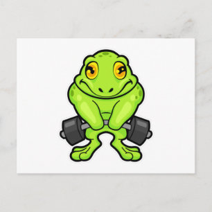 Carte Postale Grenouille au fitness avec haltère