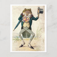 Grenouille avec chapeau supérieur et fleurs