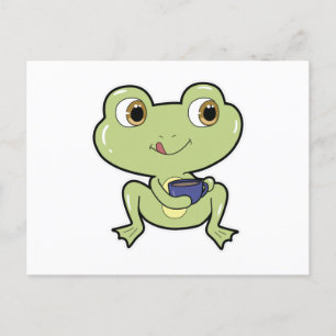 Carte Postale Grenouille avec la coupe de café