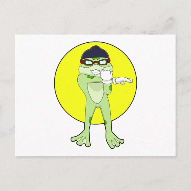 Carte Postale Grenouille avec lunettes de natation (Devant)