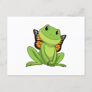 Carte Postale Grenouille avec papillon