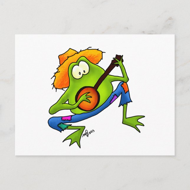 Carte Postale Grenouille Banjo Bluegrass (Devant)