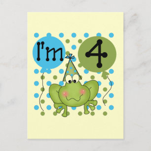 Carte Postale Grenouille bleue 4e anniversaire Tshirts et cadeau