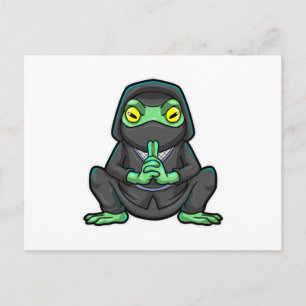 Carte Postale Grenouille comme Ninja en noir