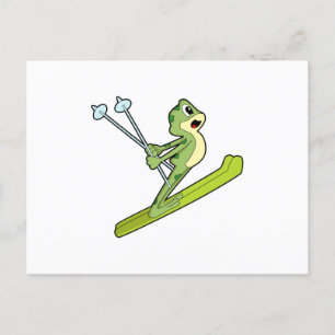 Carte Postale Grenouille comme sauteur de ski avec Ski.PNG