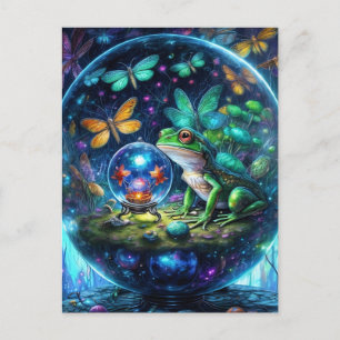 Carte Postale Grenouille dans un ballon qui regarde avec une bal