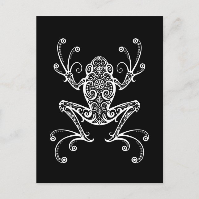 Carte Postale Grenouille d'arbre blanc complexe sur le noir (Devant)