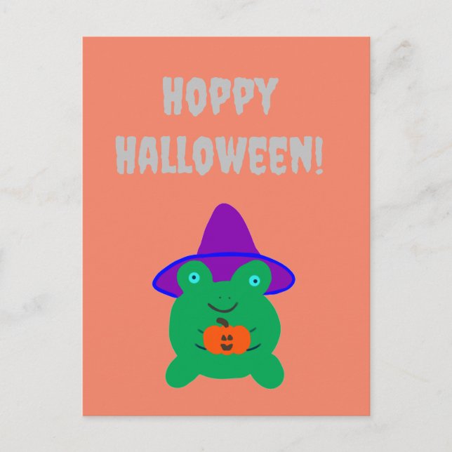 Carte Postale Grenouille d'Halloween Hoppy (Devant)