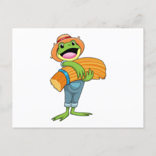 Carte Postale Grenouille en agriculteur avec paille