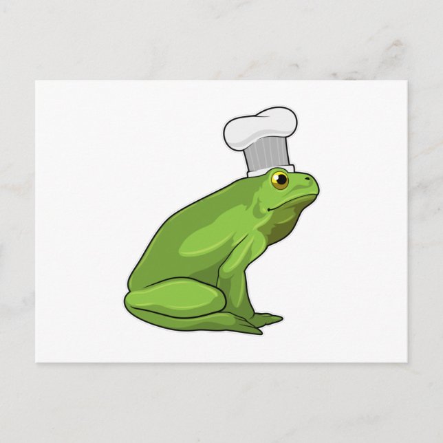 Carte Postale Grenouille en cuisinier avec toque de chef (Devant)