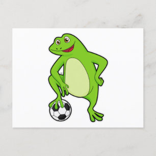 Carte Postale Grenouille en joueur de football avec ballon de fo