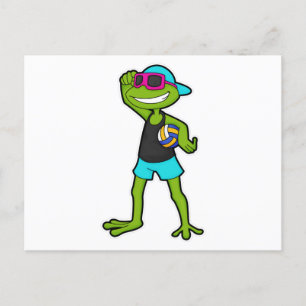Carte Postale Grenouille en joueur de volley-ball avec ballon de