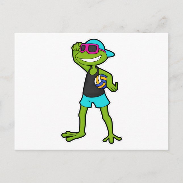 Carte Postale Grenouille en joueur de volley-ball avec ballon de (Devant)