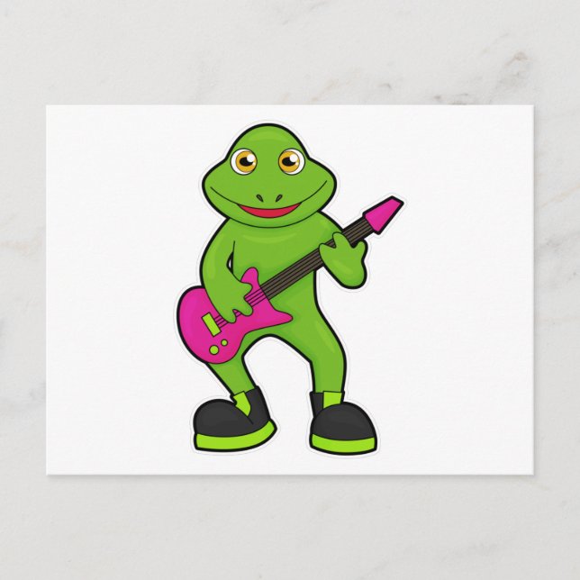 Carte Postale Grenouille en musicien avec guitare (Devant)