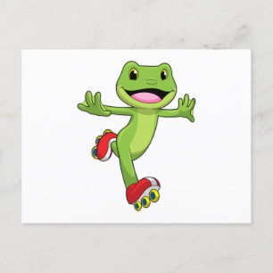 Carte Postale Grenouille en Patinage en ligne avec Roller skates