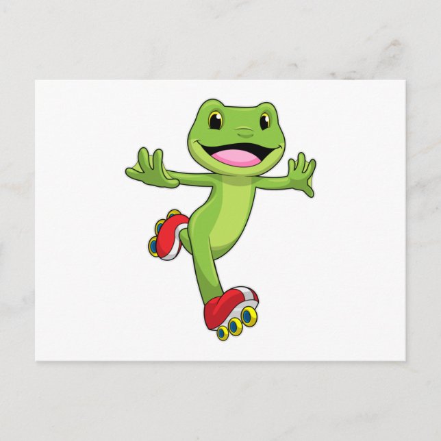 Carte Postale Grenouille en patineur en ligne avec des rollers (Devant)
