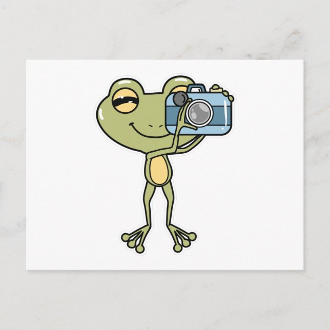 Carte Postale Grenouille en photographe avec caméra (Devant)