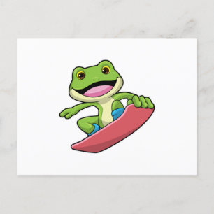 Carte Postale Grenouille en Snowboard avec Snowboard