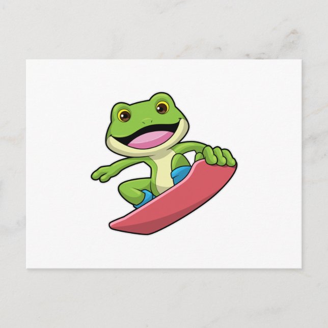 Carte Postale Grenouille en Snowboard avec Snowboard (Devant)