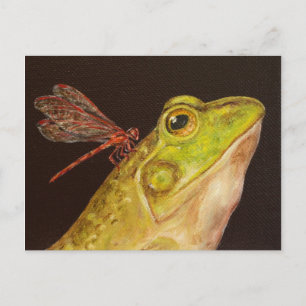 Carte postale grenouille et libellule