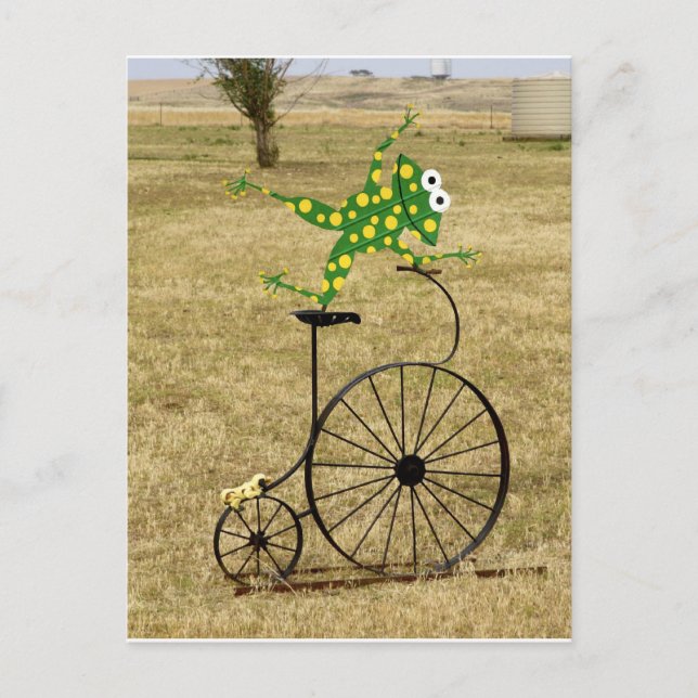 Carte Postale Grenouille excitée à vélo (Devant)