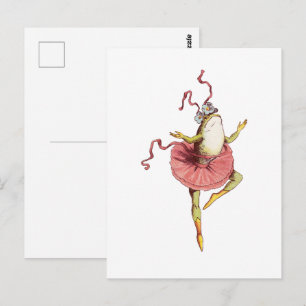 Carte Postale Grenouille jongleuse, illustration d'animal drôle 