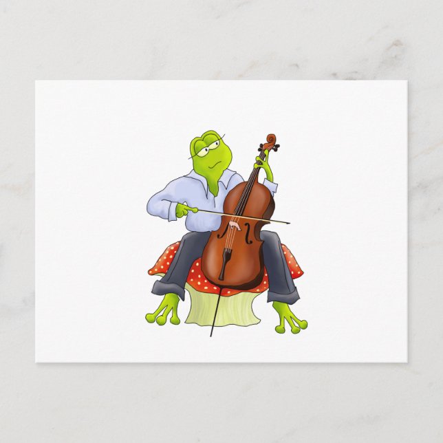 Carte Postale Grenouille Joue Cello (Devant)