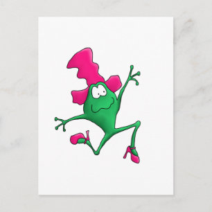 Carte Postale Grenouille joyeuse Stilletto Rose