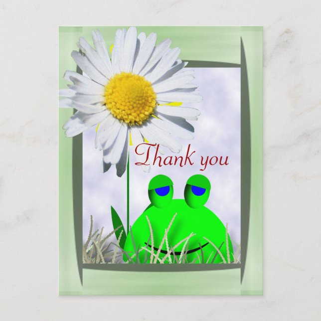 Carte Postale grenouille Merci et marguerite (Devant)