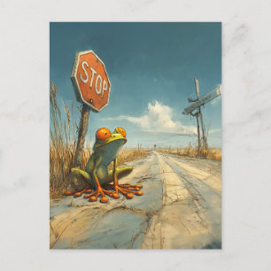 Carte Postale Grenouille perdue à la croisée des chemins