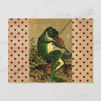 Carte Postale Grenouille romantique Whimsical vintage avec Violo
