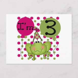 Carte Postale Grenouille rose 3ème anniversaire Tshirts et cadea