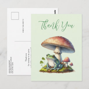Carte Postale Grenouille sous un champignon Mignon Nature Merci
